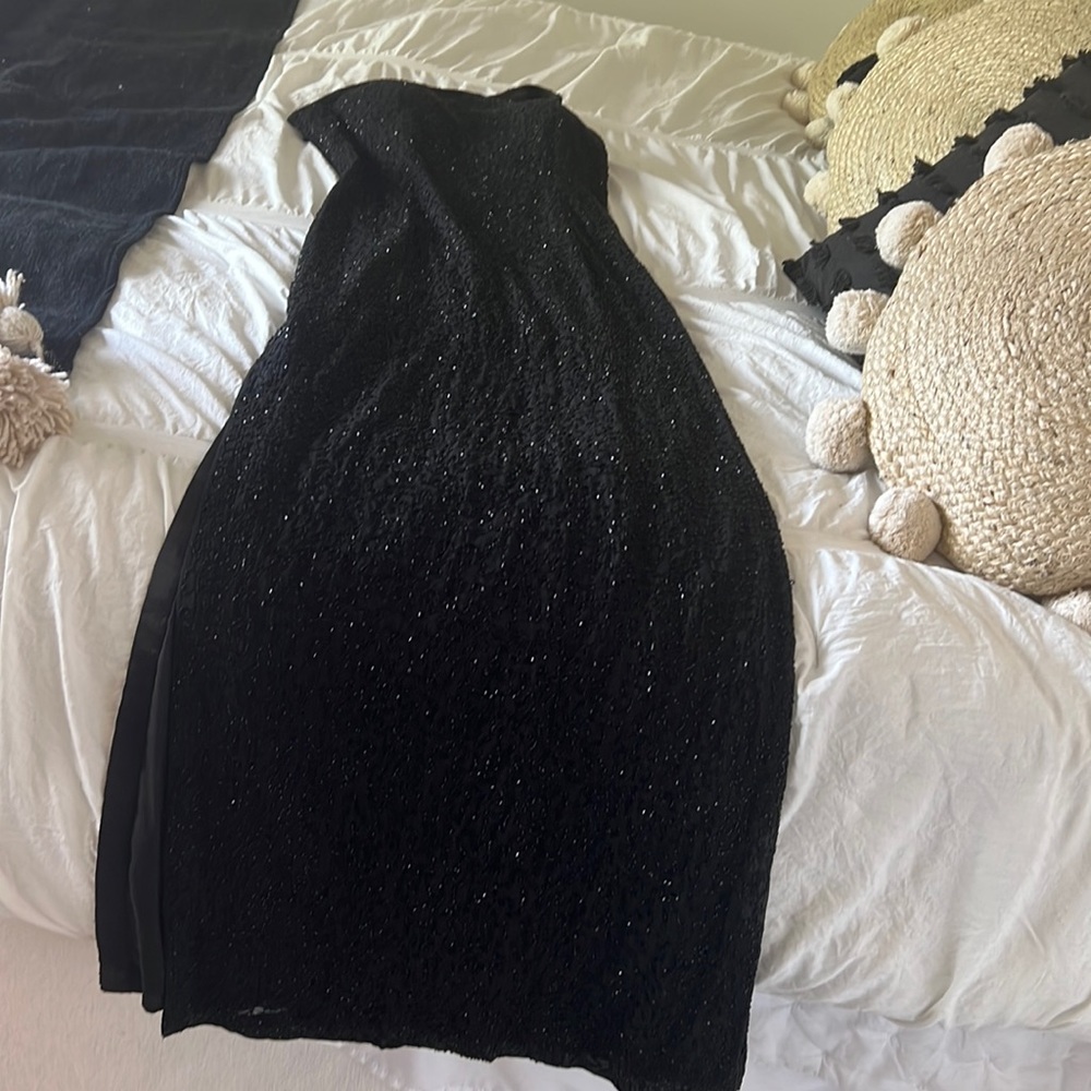 Long black sequins evening gown